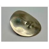 Sculptural Sterling Silver Face Brooch Pendant