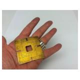 Wonderful Large Signed Sterling Silver & Gold Finished Brooch