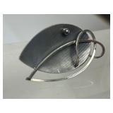 Signed Sculptural Modernist Sterling Silver Brooch