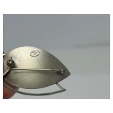 Signed Sculptural Modernist Sterling Silver Brooch