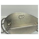 Signed Sculptural Modernist Sterling Silver Brooch