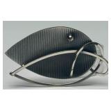 Signed Sculptural Modernist Sterling Silver Brooch