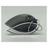 Signed Sculptural Modernist Sterling Silver Brooch