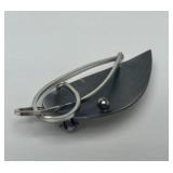 Signed Sculptural Modernist Sterling Silver Brooch