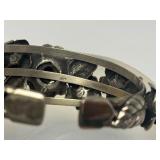 Beautiful Heavy Sterling Silver Floral Cuff Bracelet