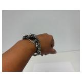 Beautiful Heavy Sterling Silver Floral Cuff Bracelet