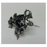 Vintage Abstract Surrealist Style Sterling Silver Brooch