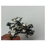Vintage Abstract Surrealist Style Sterling Silver Brooch