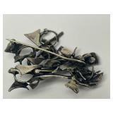Vintage Abstract Surrealist Style Sterling Silver Brooch