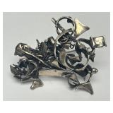 Vintage Abstract Surrealist Style Sterling Silver Brooch