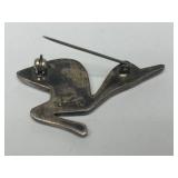 Signed Vintage Peruvian Sterling Silver Bird Brooch w/Green Stone - Signed Goizueta