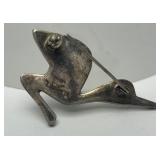 Signed Vintage Peruvian Sterling Silver Bird Brooch w/Green Stone - Signed Goizueta