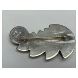 Signed Sculptural Modernist Sterling Silver Brooch - Signed ORR