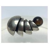 Signed Sculptural Modernist Sterling Silver Brooch - Signed ORR