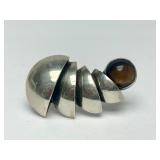 Signed Sculptural Modernist Sterling Silver Brooch - Signed ORR