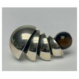 Signed Sculptural Modernist Sterling Silver Brooch - Signed ORR