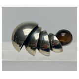 Signed Sculptural Modernist Sterling Silver Brooch - Signed ORR