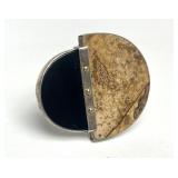 Signed Sterling Silver Jasper & Onyx Brooch by Great Falls Metal Works