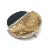 Signed Sterling Silver Jasper & Onyx Brooch by Great Falls Metal Works