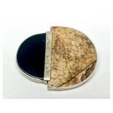 Signed Sterling Silver Jasper & Onyx Brooch by Great Falls Metal Works