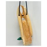 Wonderful Carved Bone or Fossil Ivory Owl Pendant Necklace by Susan Tereba