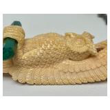 Wonderful Carved Bone or Fossil Ivory Owl Pendant Necklace by Susan Tereba
