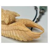 Wonderful Carved Bone or Fossil Ivory Owl Pendant Necklace by Susan Tereba