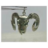 Sterling Silver 3D Goat/Ram Skull Pendant