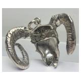 Sterling Silver 3D Goat/Ram Skull Pendant
