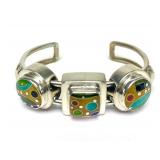 Outstanding Handmade Sterling Silver & Cloisonne Enamel Bracelet by William Bailey