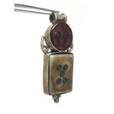 Very Cool Bone & Sterling Silver Pendant w/Carved Carnelian Face