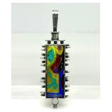 Outstanding Large Handmade Sterling Silver & Cloisonne Enamel Pendant by William Bailey
