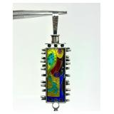 Outstanding Large Handmade Sterling Silver & Cloisonne Enamel Pendant by William Bailey