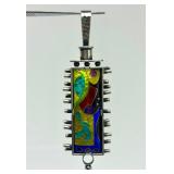 Outstanding Large Handmade Sterling Silver & Cloisonne Enamel Pendant by William Bailey