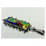 Outstanding Large Handmade Sterling Silver & Cloisonne Enamel Pendant by William Bailey