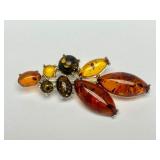 Sterling Silver & Multi-Style Amber Brooch