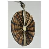 Large Round Sterling Silver Shell Pendant