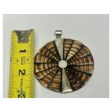 Large Round Sterling Silver Shell Pendant