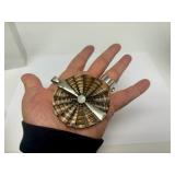 Large Round Sterling Silver Shell Pendant