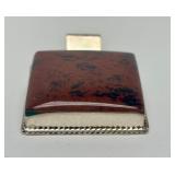 Large Black & Red Stone Sterling Silver Pendant