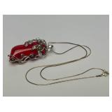 Great Looking Jeweled "Chili Pepper" Pendant Necklace w/Sterling Silver