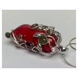 Great Looking Jeweled "Chili Pepper" Pendant Necklace w/Sterling Silver