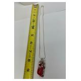 Great Looking Jeweled "Chili Pepper" Pendant Necklace w/Sterling Silver