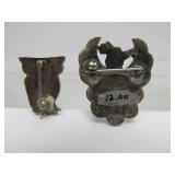 2 Smaller Vintage Inlaid Zuni Sterling Bird Brooches w/Owl