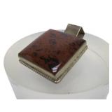 Large Black & Red Stone Sterling Silver Pendant