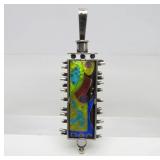 Outstanding Large Handmade Sterling Silver & Cloisonne Enamel Pendant by William Bailey