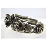 Beautiful Heavy Sterling Silver Floral Cuff Bracelet