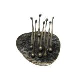Sculptural Hand Hammered Sterling Silver Brooch