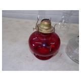 3 Vintage Kerosene Lamps and 2 Chimines