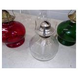 3 Vintage Kerosene Lamps and 2 Chimines